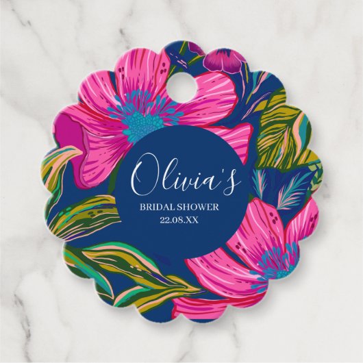 水彩花卉 粉色花朵 婚前小聚会 フェイバータグ (正面)