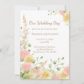 水彩花卉 粉色 优雅 时尚 棕色 手写体 招待状 (正面)