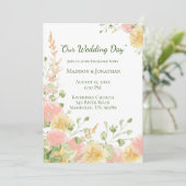 水彩花卉 粉色 优雅 时尚 绿色 手写体 招待状 (スタンド正面)