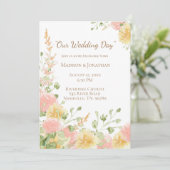 水彩花卉 粉色 优雅 精致 棕色 手写体 招待状 (スタンド正面)