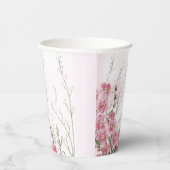 水彩花卉 粉色 植物図鑑 紙コップ (右)