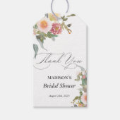 水彩花卉 粉色 绿色 婚前小聚会 ギフトタグ (正面)