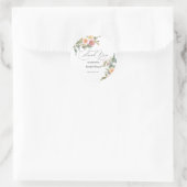 水彩花卉 粉色 绿色 婚前小聚会 ラウンドシール (バッグ)