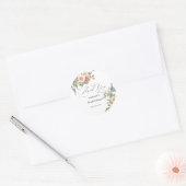 水彩花卉 粉色 绿色 婚前派对 ラウンドシール (封筒)