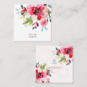 水彩花卉，红色渐变 スクエア名刺 (正面/裏面)