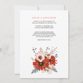 水彩花卉 红 奶油色 虚拟婚礼 招待状 (裏面)