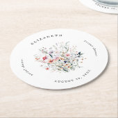 水彩花卉| 花卉主题婚前小聚会 ラウンドペーパーコースター (アングル)