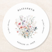水彩花卉| 花卉主题婚前小聚会 ラウンドペーパーコースター (正面)
