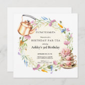 水彩花卉 | 茶会 招待状 (正面/裏面)