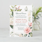 水彩花卉、葉の彩色　リハーサルディナー 招待状 (スタンド正面)