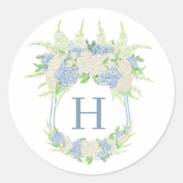 水彩花卉 蓝白绣球花 crest ラウンドシール
