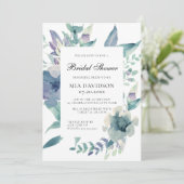 水彩花卉 蓝色 紫色 绿色 婚前小聚会 招待状 (スタンド正面)