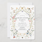 水彩花卉 蝴蝶 蜜蜂 毕业典礼 招待状 (正面)