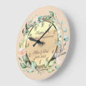 水彩花卉 50周年結婚記念日 ラージ壁時計 (傾斜)