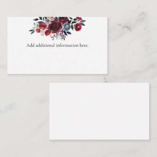 水彩花卉 Burgundy 内页卡 エンクロージャーカード (正面/裏面)