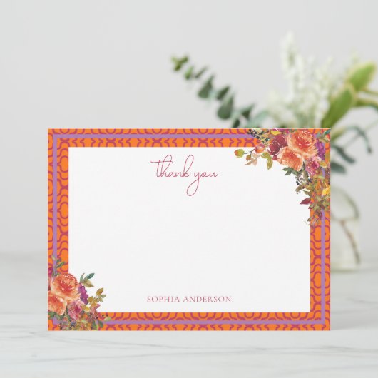 水彩花卉 Fuchsia 婚前シャワー サンキューカード (スタンド正面)