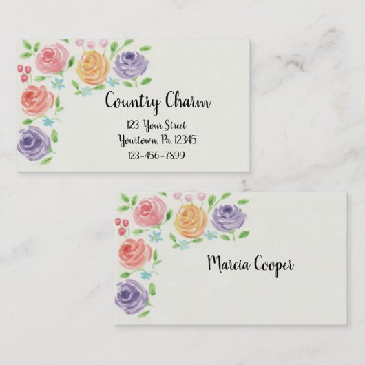 水彩花名刺 名刺 (正面/裏面)