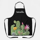 水彩花咲きハクトウショウ・多肉植物・イニシャル エプロン (正面)
