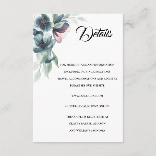 水彩花囲いカード詳細 エンクロージャーカード (正面)