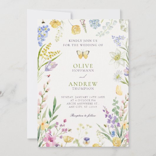 水彩花園ウェディング 招待状 (正面)