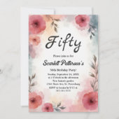 水彩花園エレガント50歳誕生日 招待状 (正面)