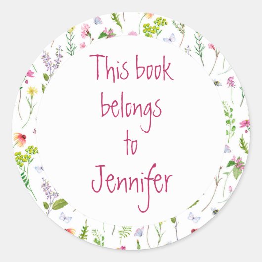水彩花園カスタム図書室プレート ラウンドシール (正面)