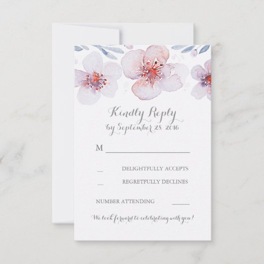 水彩花園モダン結婚式出欠確認カード 出欠カード (正面)