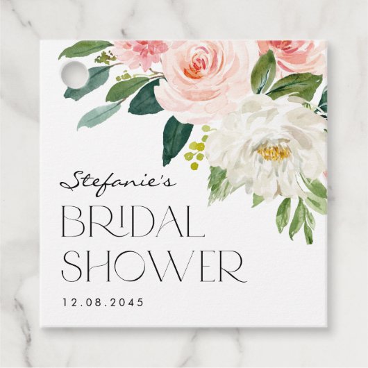 水彩花園花卉 春季婚禮前夕派對邀請 フェイバータグ (正面)