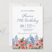 水彩花園　誕生日パーティーご招待 招待状 (正面)