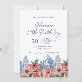 水彩花園　誕生日パーティーご招待 招待状