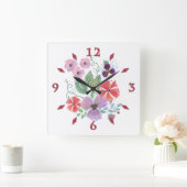 水彩花大時計 スクエア壁時計 (ホーム)