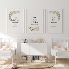 水彩花女の子のバイブル詩のポスター