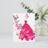 水彩花嫁フローラ蝶金ゴールドグリッター シーズンポストカード (スタンド正面)