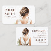 水彩花嫁ブライダルヘアスタイリスト結婚ズプロ 名刺 (正面/裏面)