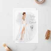 水彩花嫁図解入りの、写真付きの提案カード ノートカード (正面/裏面インサイチュ)