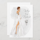 水彩花嫁図解入りの、写真付きの提案カード ノートカード (正面/裏面)