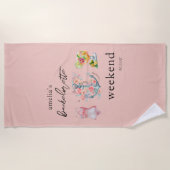 水彩花嫁独身パーティー ビーチタオル (正面)