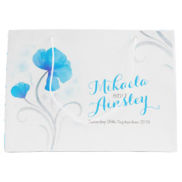 水彩花嫁結婚がブルーネーム抱き枕 ラージペーパーバッグ