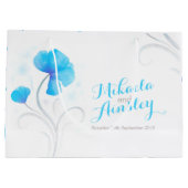 水彩花嫁結婚がブルーネーム抱き枕 ラージペーパーバッグ (裏面)