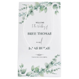 水彩花嫁&花婿の名前結婚ズ スモールペーパーバッグ