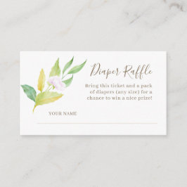 水彩花小枝ベビーシャワーおむつラッフル エンクロージャーカード