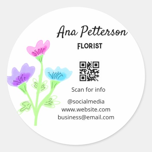 水彩花屋ビジネス追加ネームフローリストq ラウンドシール (正面)