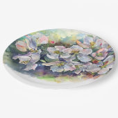 水彩花开苹果树婚礼流动 ペーパープレート (アングル)