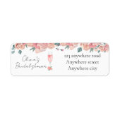 水彩花弁とプロセッコ サマーブライダルシャワー ラベル (正面)