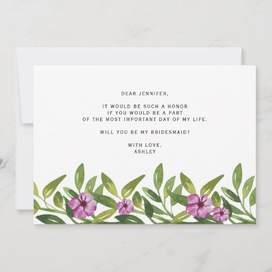 水彩花押しは私の花嫁になる 招待状 (裏面)