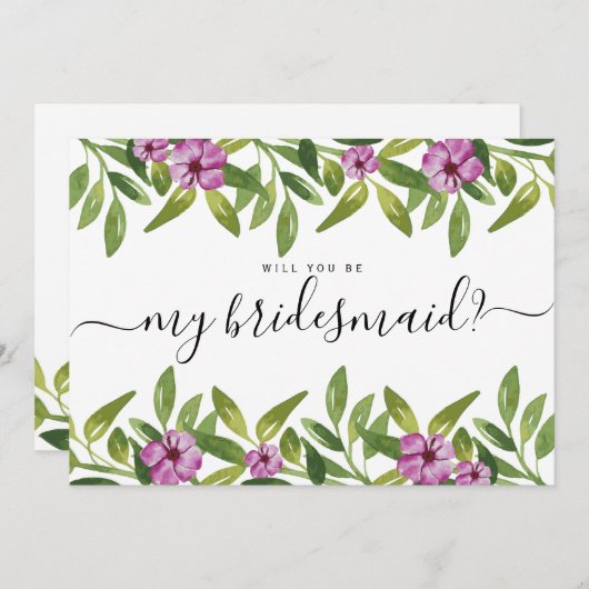 水彩花押しは私の花嫁になる 招待状 (正面/裏面)