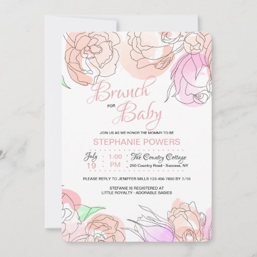 水彩花招待状 招待状 (正面)