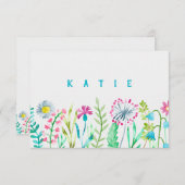 水彩花文パーソナライズされた房具 サンキューカード (正面/裏面)