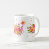 水彩花明るい金ゴールドコーヒーマグ コーヒーマグカップ (正面右)