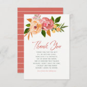 水彩花春ベビーシャワーありがとう サンキューカード (正面/裏面)